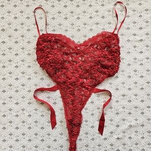 Vintage Sexy Red Lace Bodysuit ❤️